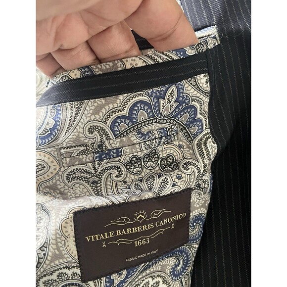 J. Hilburn Vitale Barberis Canonico Wool Mens Blazer Navy Stripe 38R - Picture 11 of 15